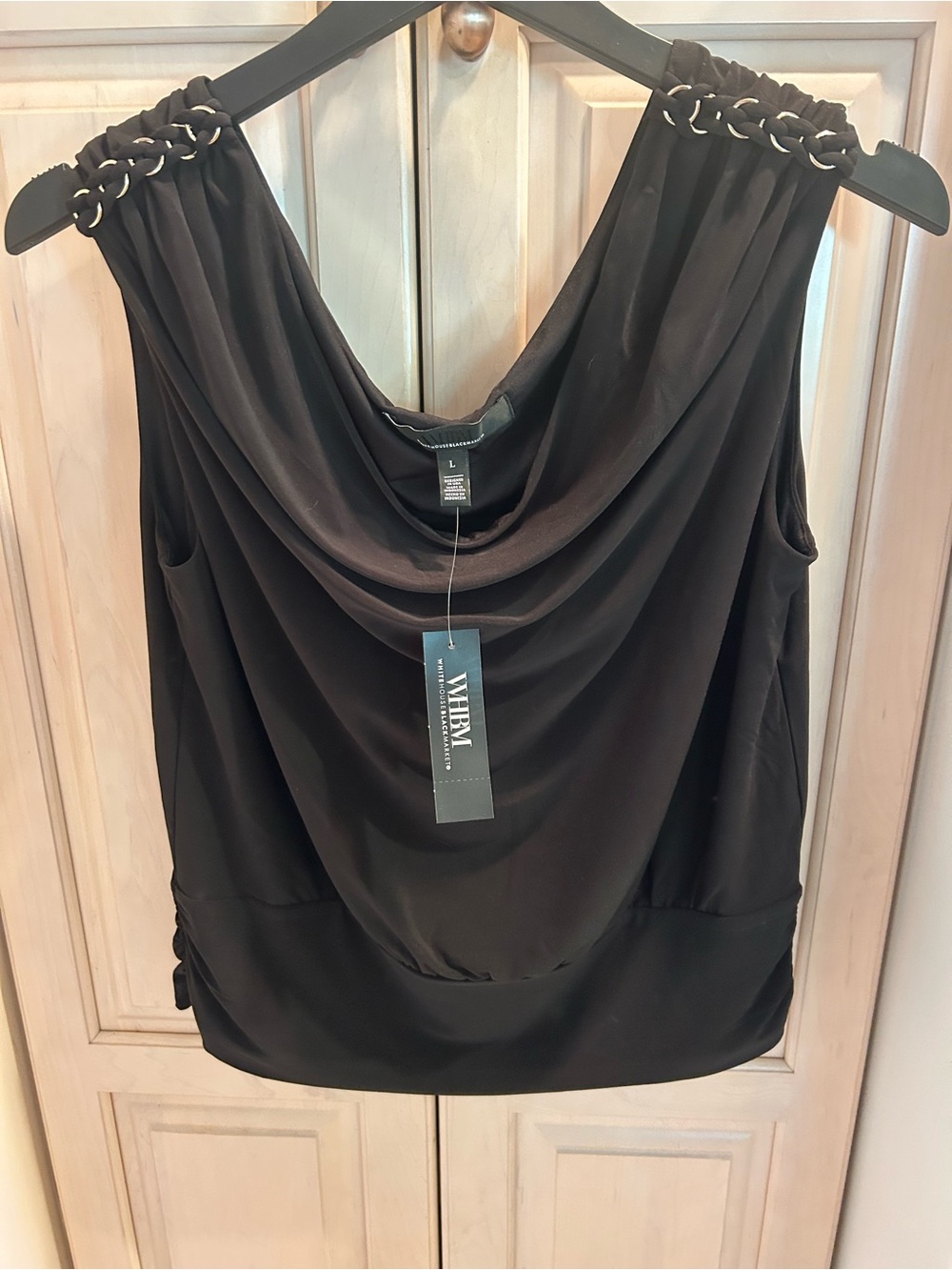 White House Black Market Black Sleeveless Top Size L New With Tags